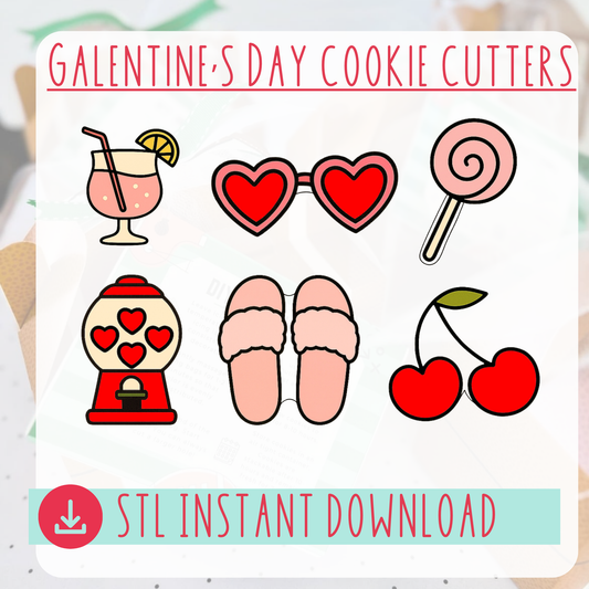 Galentine's Day Cookie Cutter Bundle Instant Download Digital Files