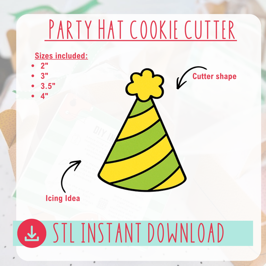Party Hat Cookie Cutter Instant Download Digital File