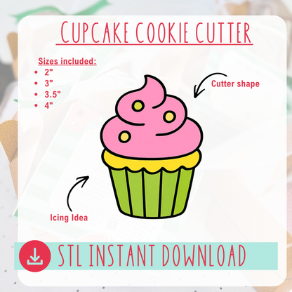 Cupcake Cookie Cutter Instant Download Digital File
