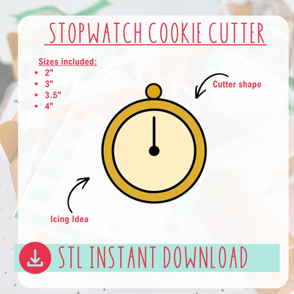 Stopwatch Cookie Cutter Instant Download Digital File