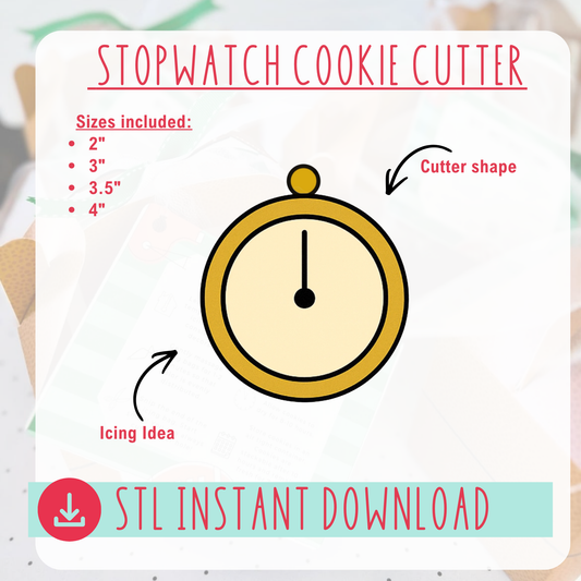 Stopwatch Cookie Cutter Instant Download Digital File