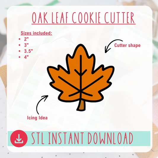 Oak Leaf Cookie Cutter Instant Download Digital File