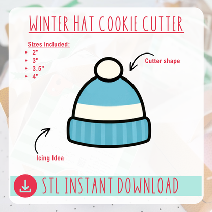 Winter Hat STL Cookie Cutter Instant Download Digital File