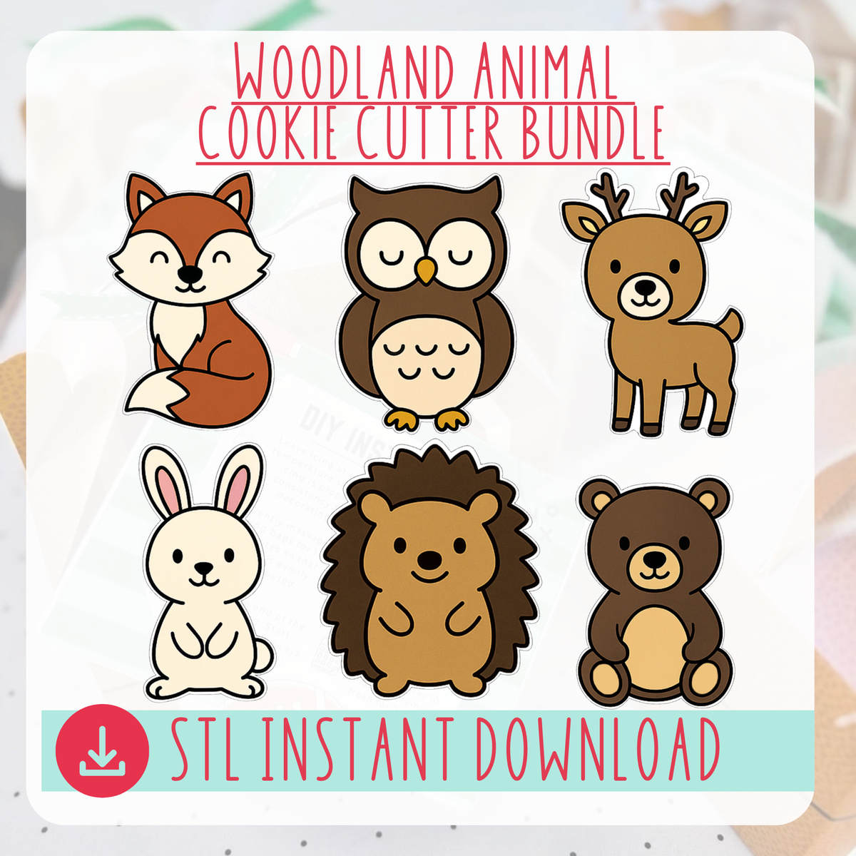 Woodland Animal Cookie Cutter Bundle Instant Download Digital Files