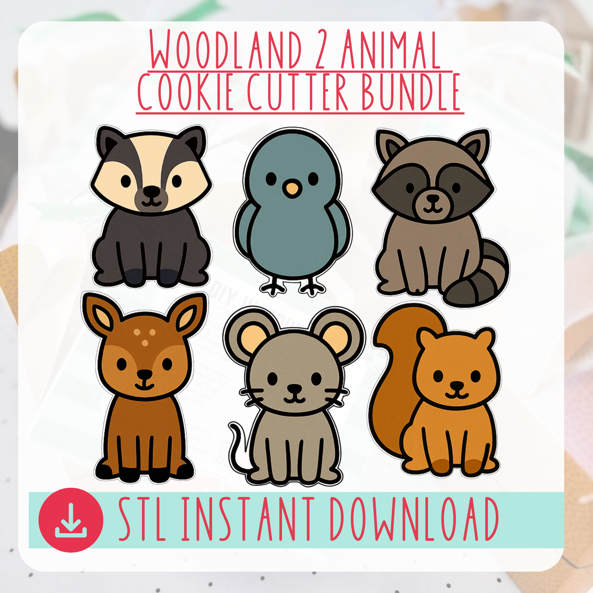 Woodland Animal 2 Cookie Cutter Bundle Instant Download Digital Files