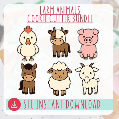 Farm Animals Cookie Cutter Bundle Instant Download Digital Files
