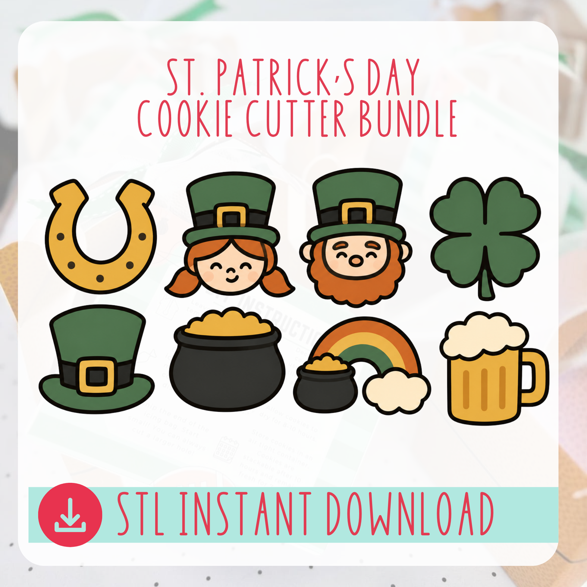 St. Patrick's Day Cookie Cutter Bundle Instant Download Digital Files