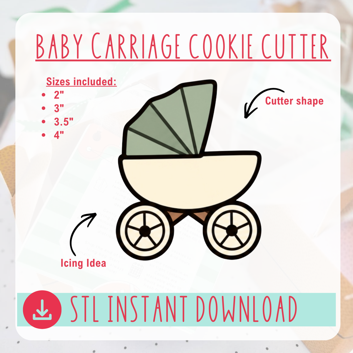 Baby Carriage Cutter Instant Download Digital File