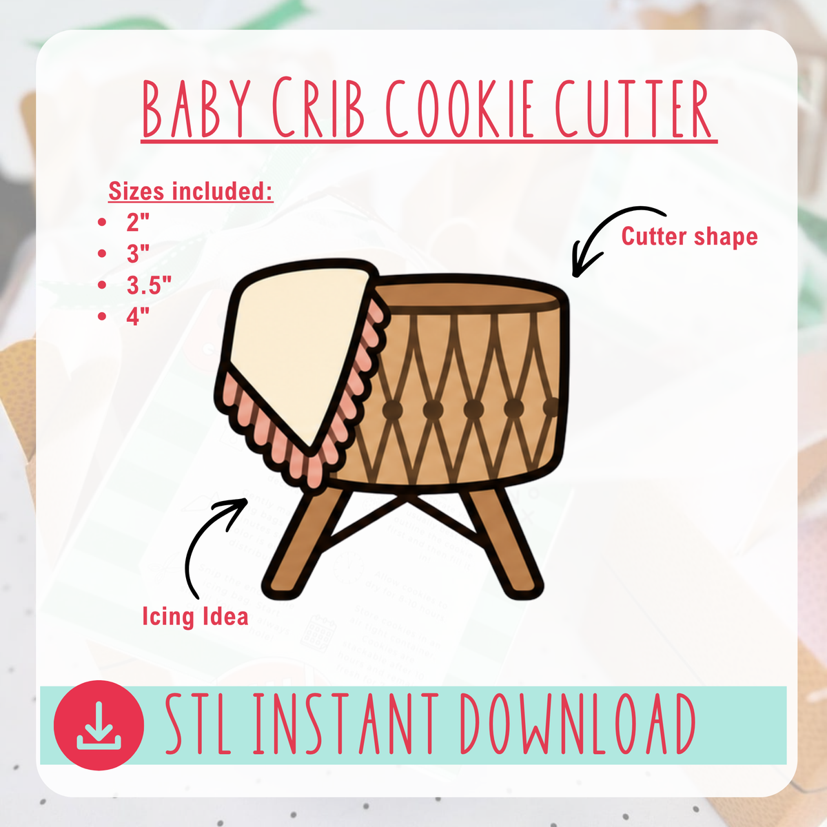 Baby Crib Cutter Instant Download Digital File