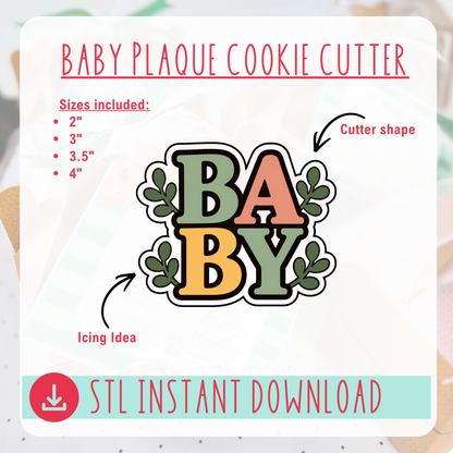 BABY Greenery Plaque Cutter Instant Download Digital File