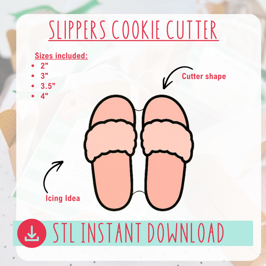Slippers Cookie Cutter Instant Download Digital File