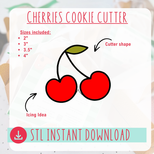 Cherries Cookie Cutter Instant Download Digital File