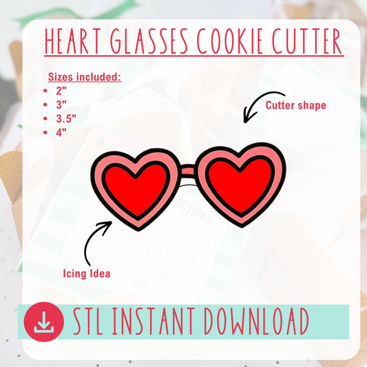 Heart Glasses Cookie Cutter Instant Download Digital File