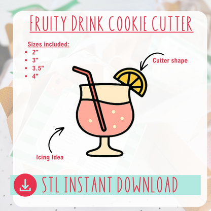 Fruity Drink Cookie Cutter Instant Download Digital File