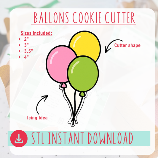 Balloons Cookie Cutter Instant Download Digital File