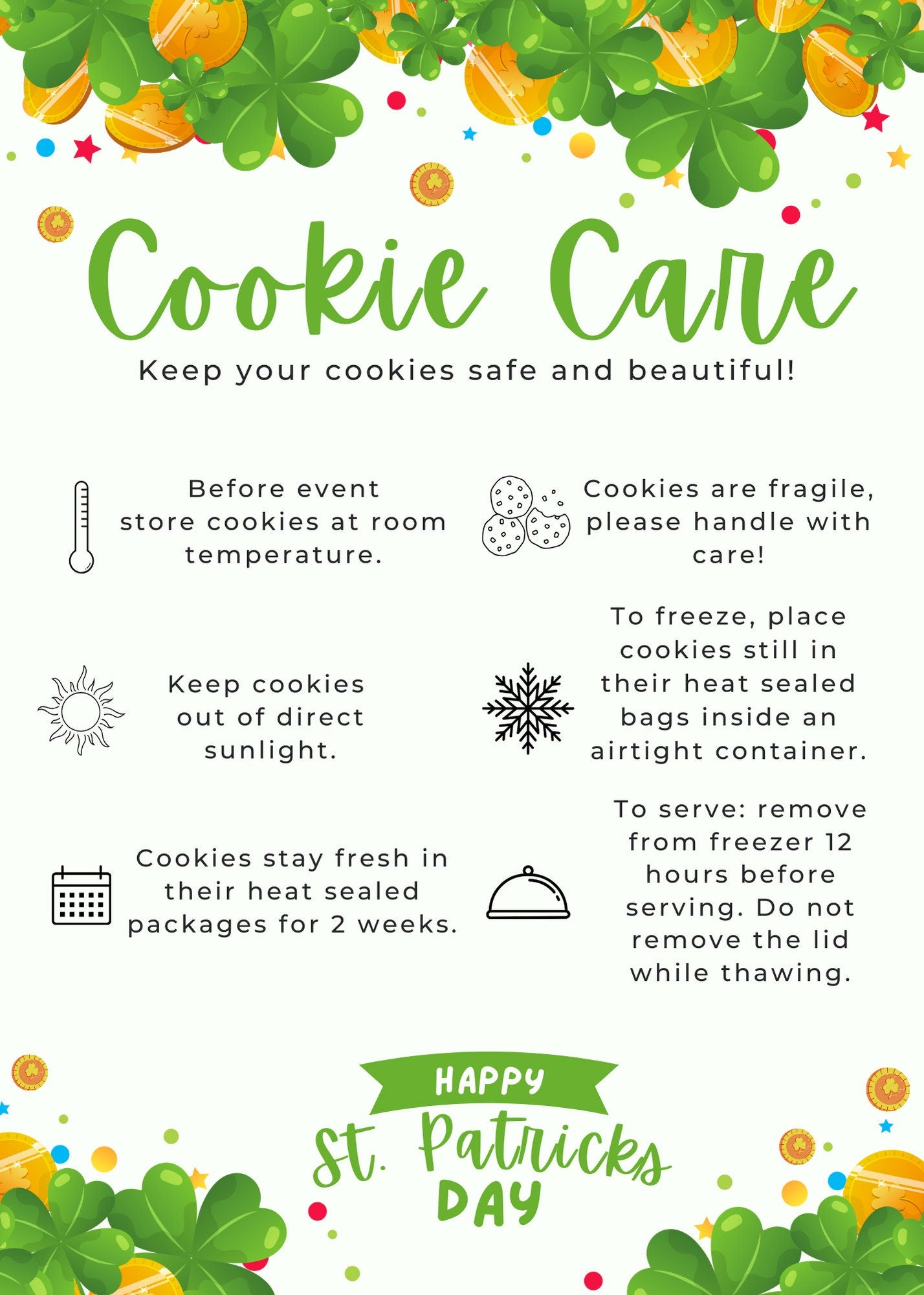 St. Patrick's Day Cookie Care Card