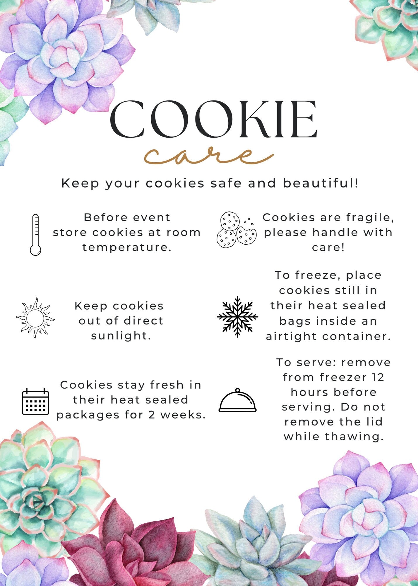 Spring Succulent Cookie Care Card