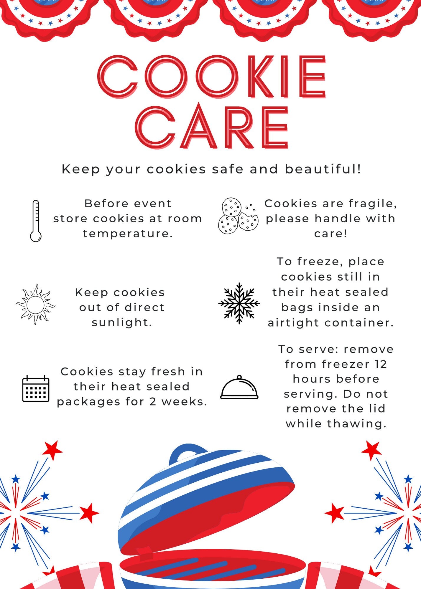 4th of July Cookie Care Card