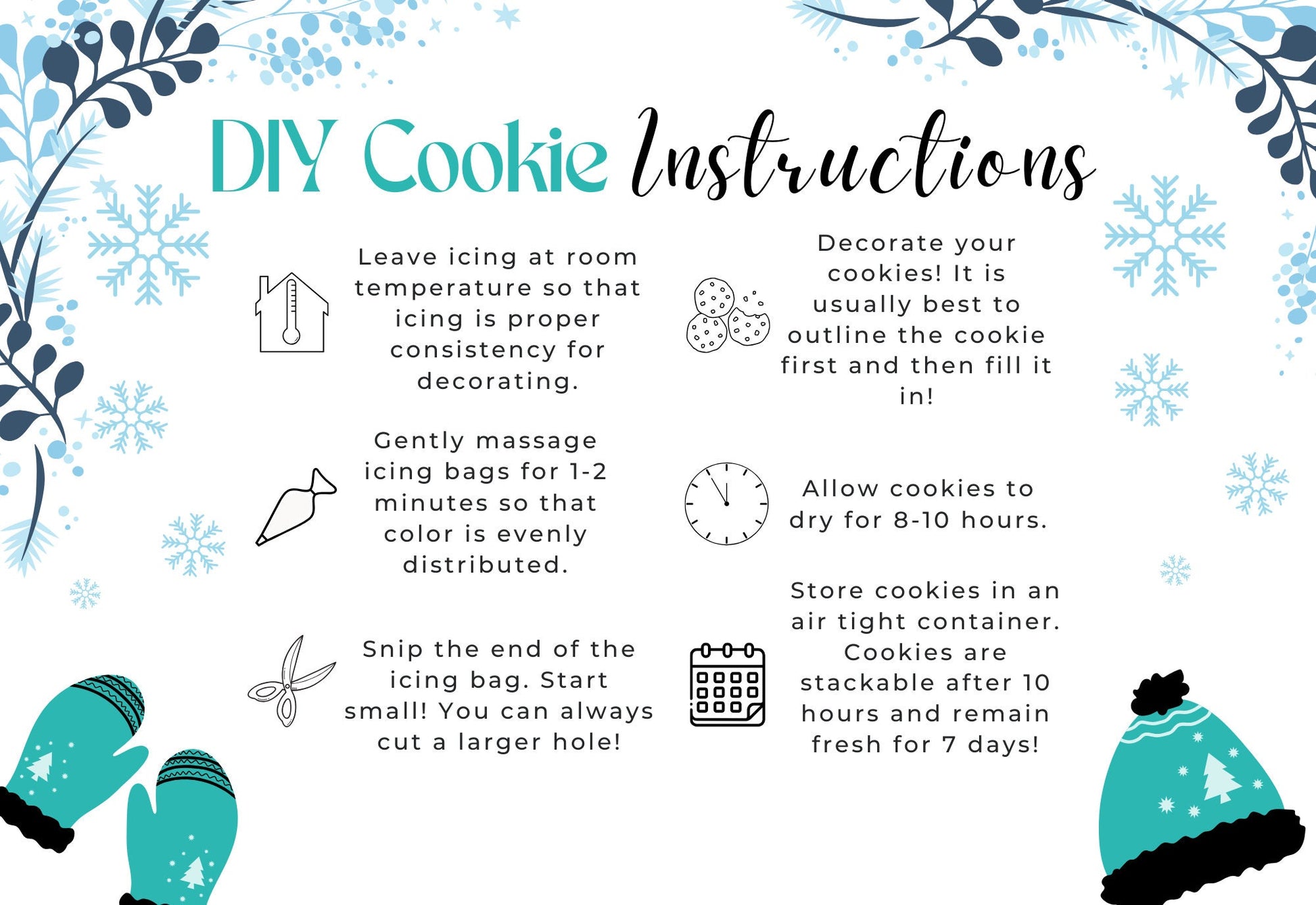 Winter DIY Cookie Instructions
