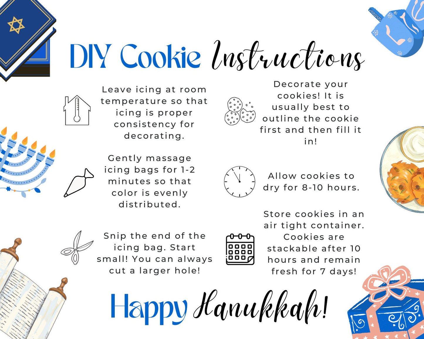 Hanukkah DIY Cookie Instructions