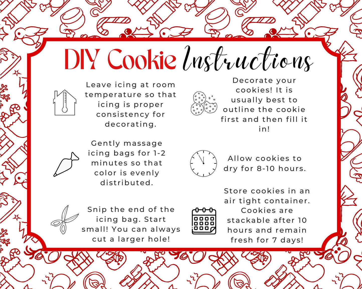 Christmas/Holiday Festive Friends DIY Cookie Instructions