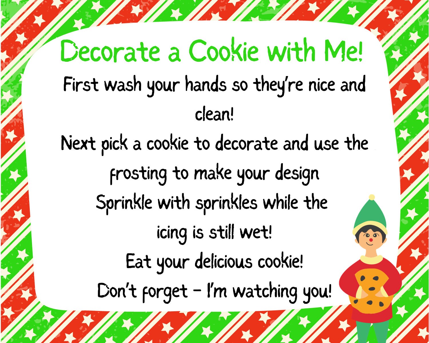 Elf DIY Cookie Instructions