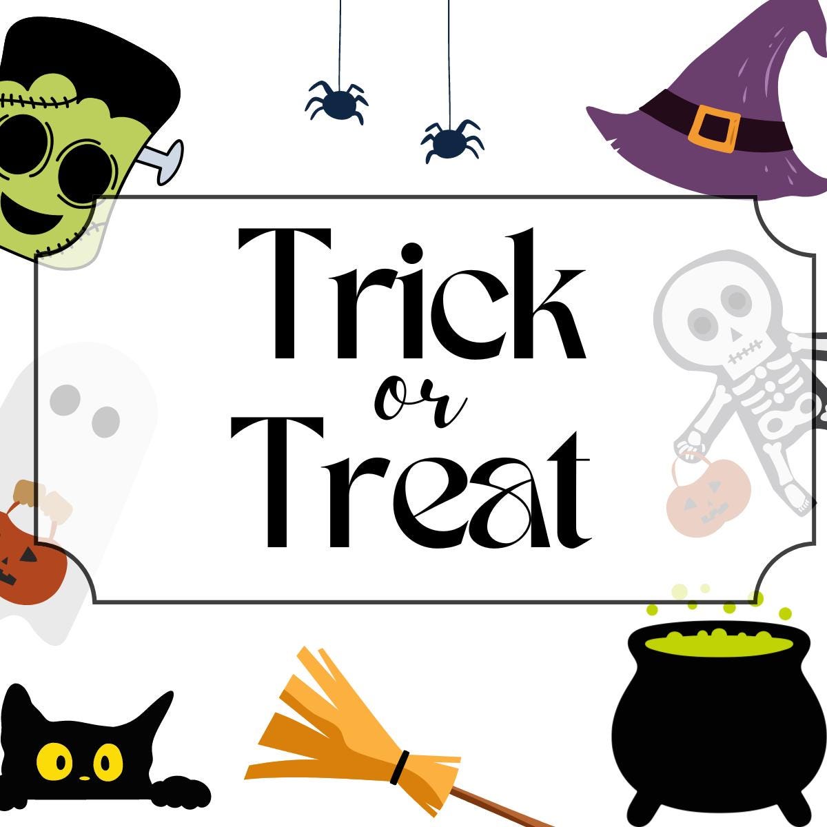 Halloween Friends Trick or Treat Cartoon Tag