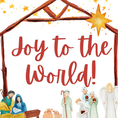 Christmas Nativity Scene Joy to the World Tag
