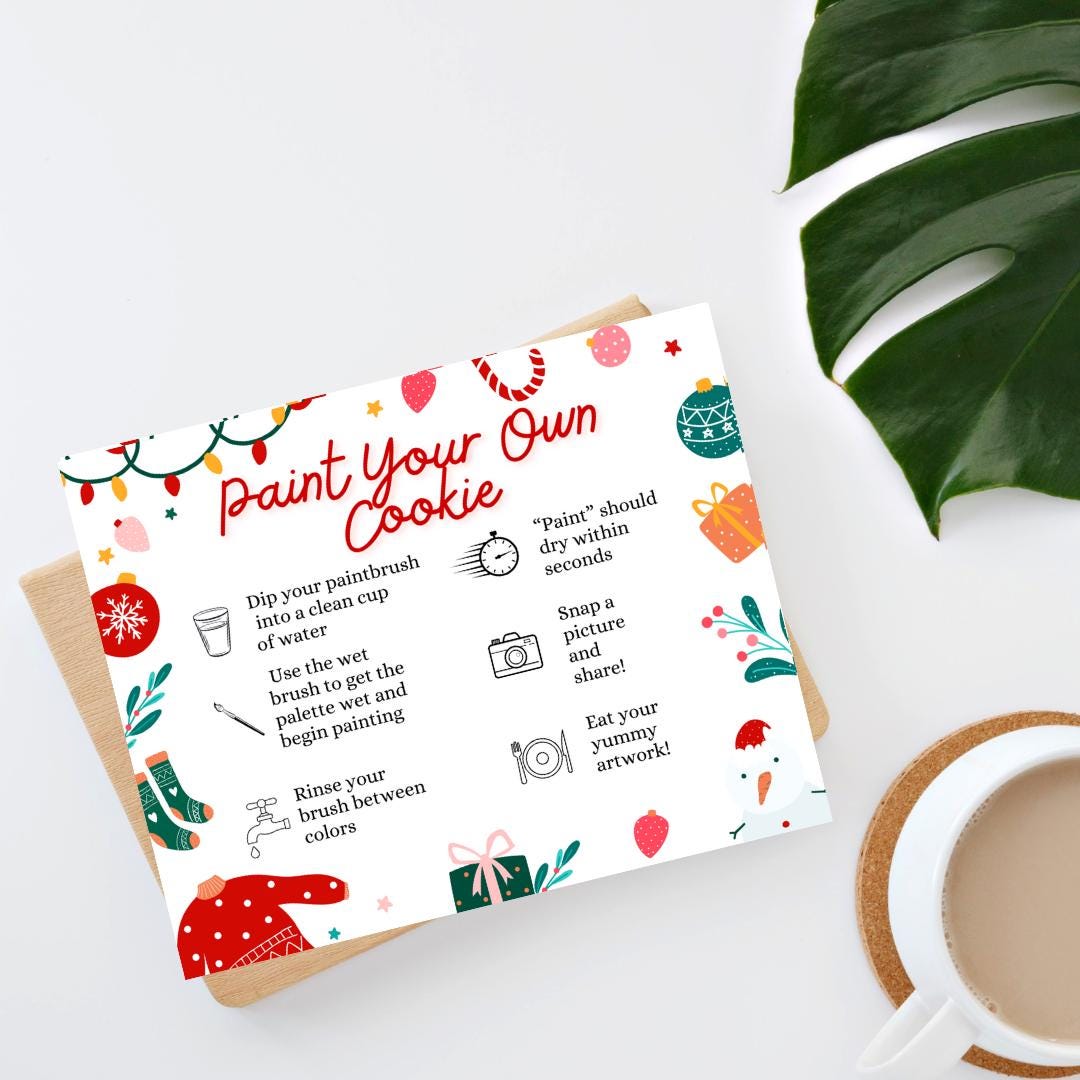 Christmas Retro Holiday Paint Your Own Instruction Card