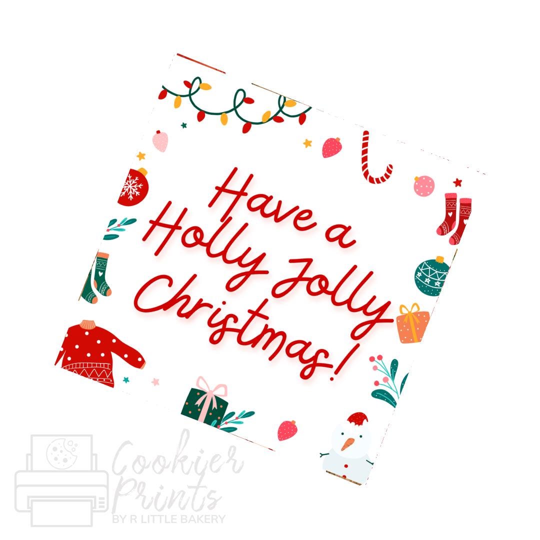 Christmas Retro Holiday Holly Jolly Christmas Tag