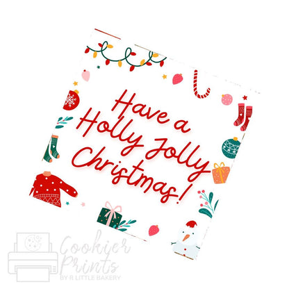 Christmas Retro Holiday Holly Jolly Christmas Tag