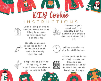 Christmas Ugly Sweater DIY Cookie Instructions