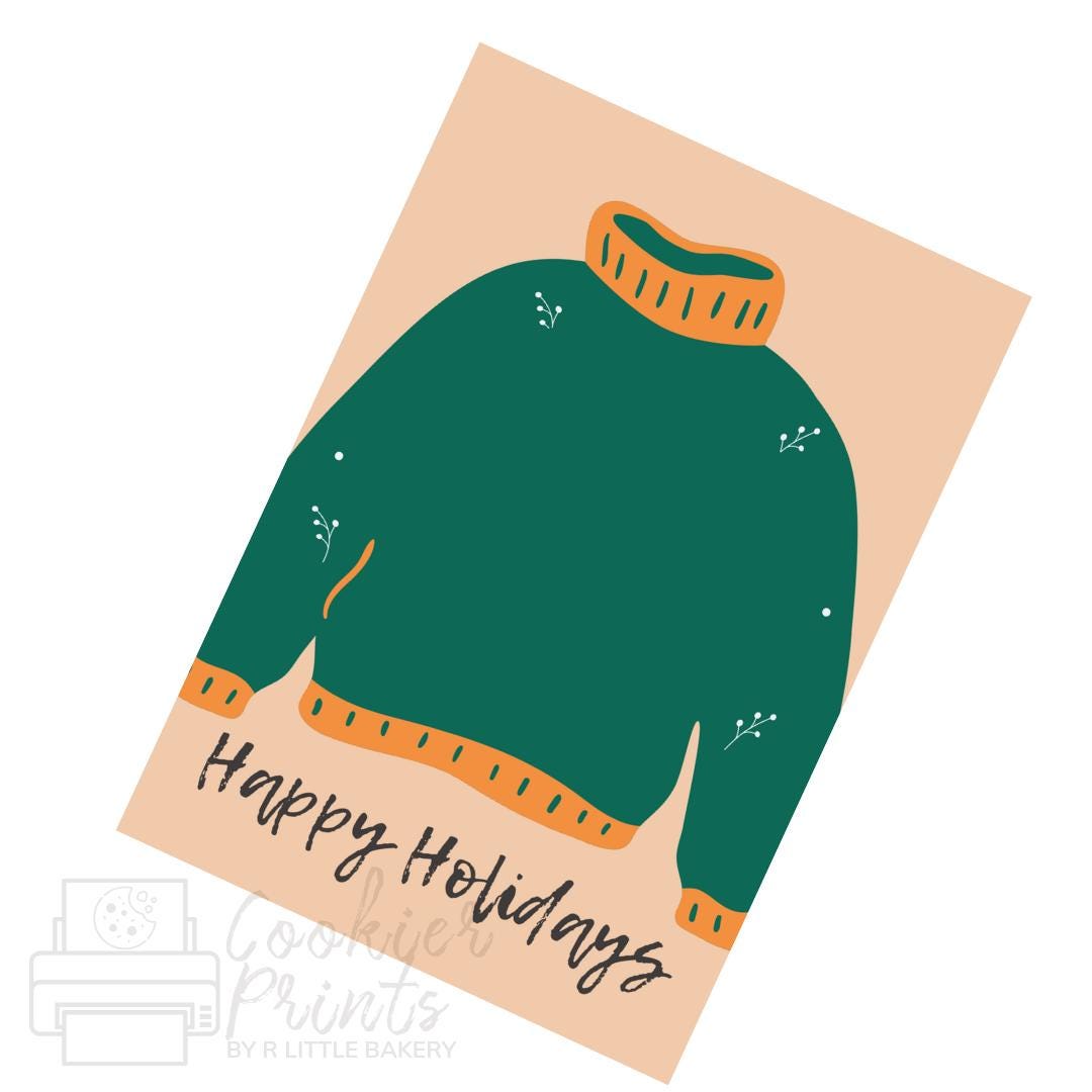 Christmas Ugly Sweater Green Happy Holidays Cookie Card