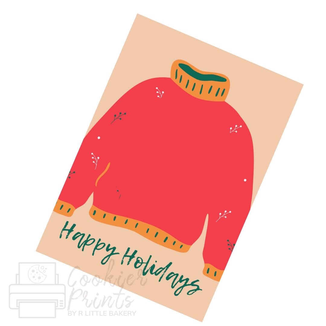 Christmas Ugly Sweater Red Happy Holidays Cookie Card