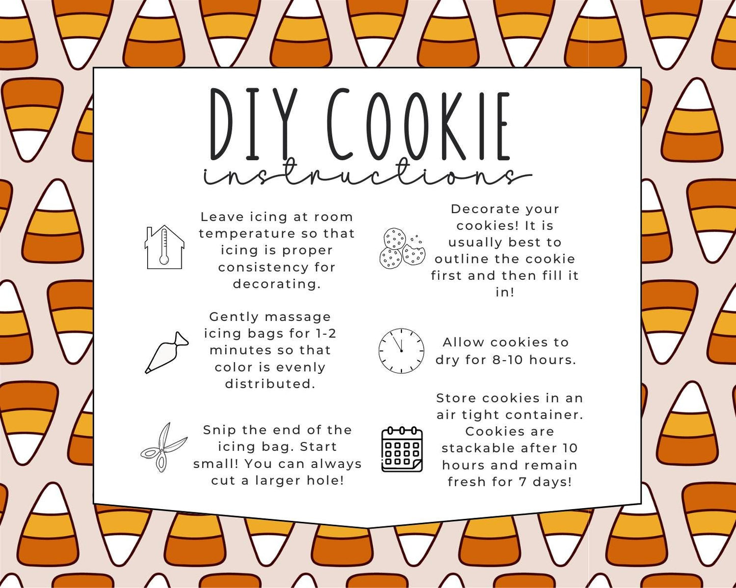 Candy Corn Halloween Fall DIY Cookie Instructions