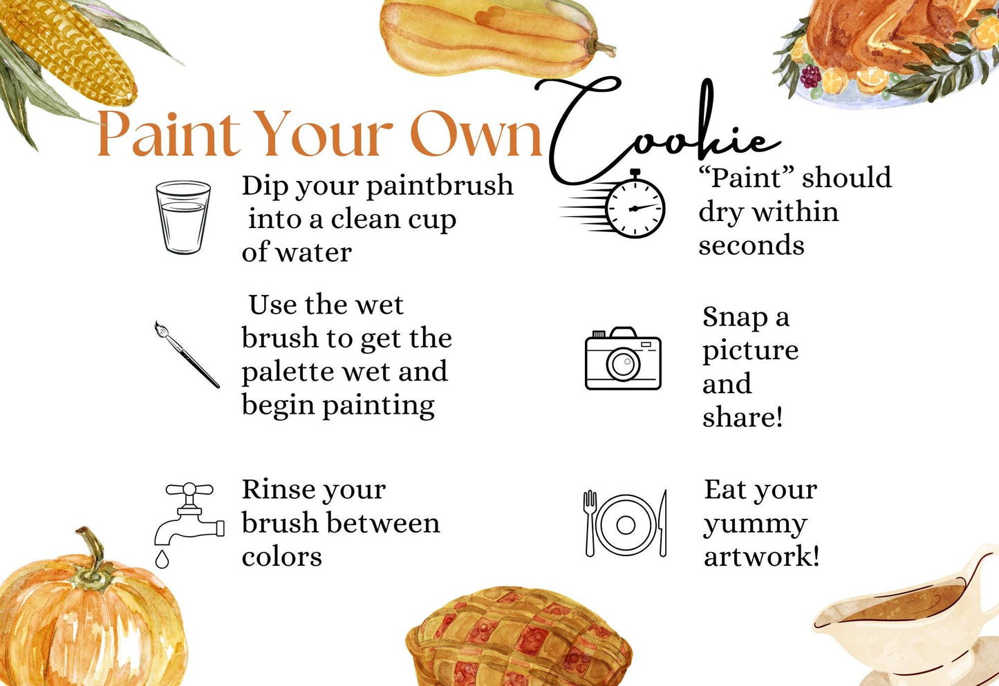 Thanksgiving Meal Paint Your Own Instruction Card