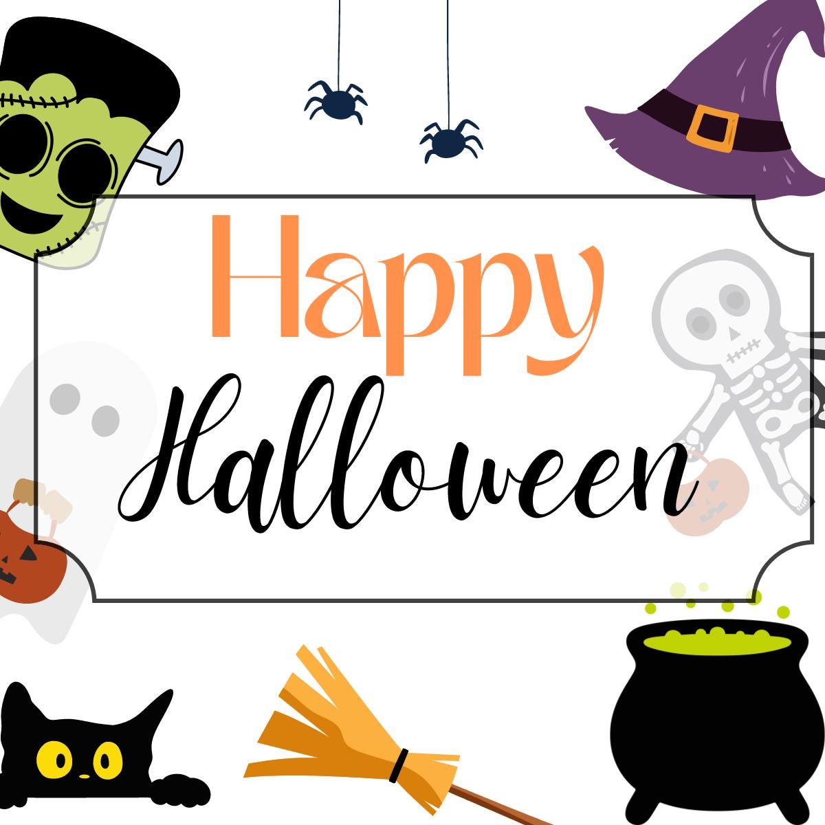 Halloween Friends Happy Halloween Cartoon Tag