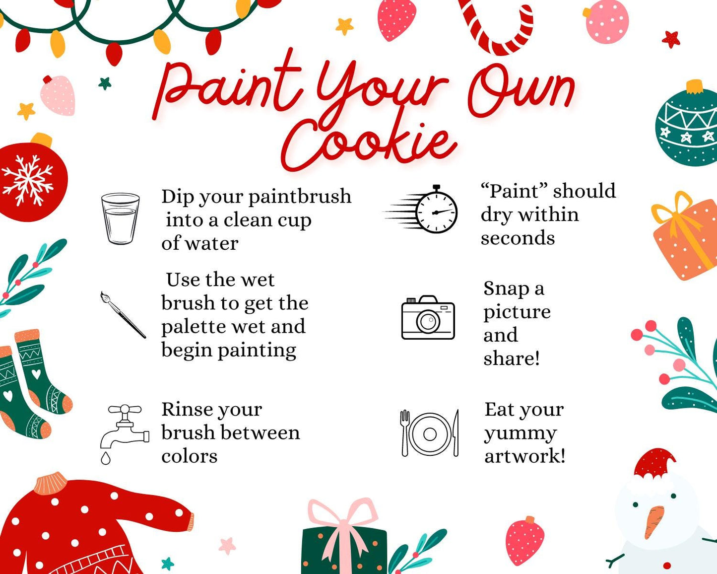 Christmas Retro Holiday Paint Your Own Instruction Card