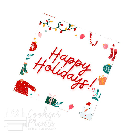 Christmas Retro Holiday Happy Holidays Tag