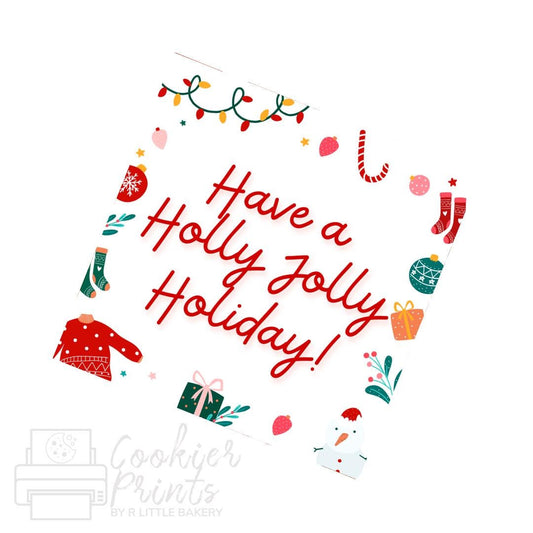 Christmas Retro Holiday Holly Jolly Holiday Tag