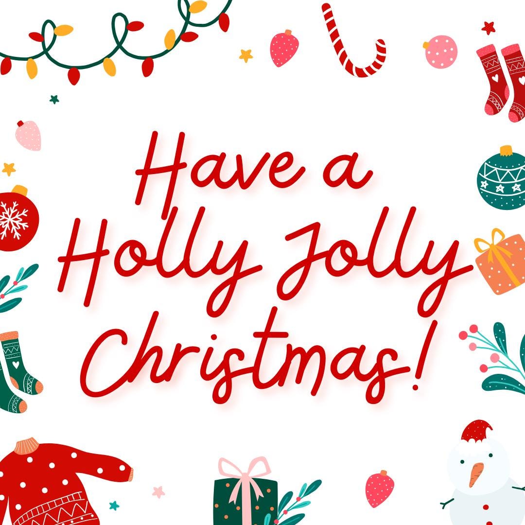 Christmas Retro Holiday Holly Jolly Christmas Tag