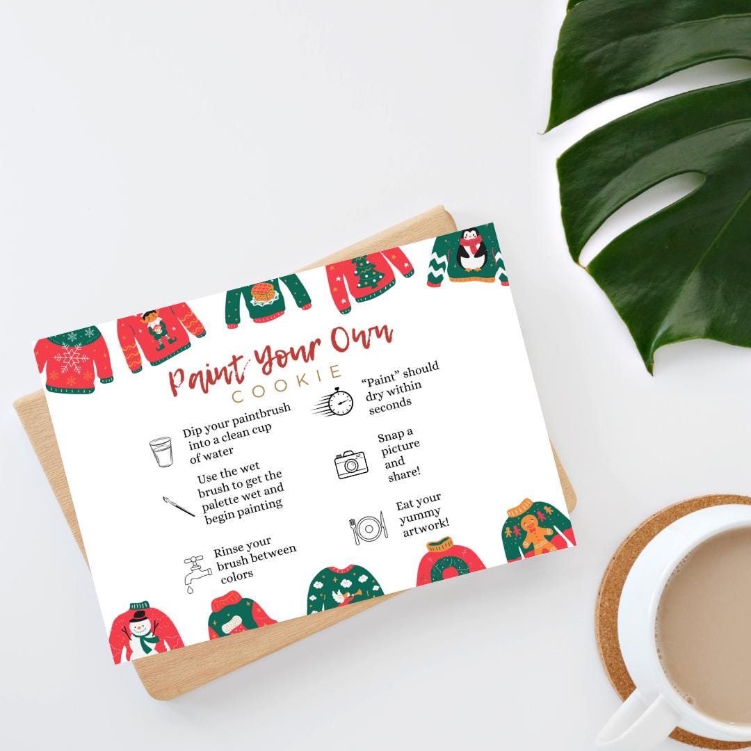 Christmas Ugly Sweater Paint Your Own Instruction Card