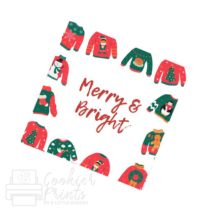Christmas Ugly Sweater Merry and Bright Christmas Tag
