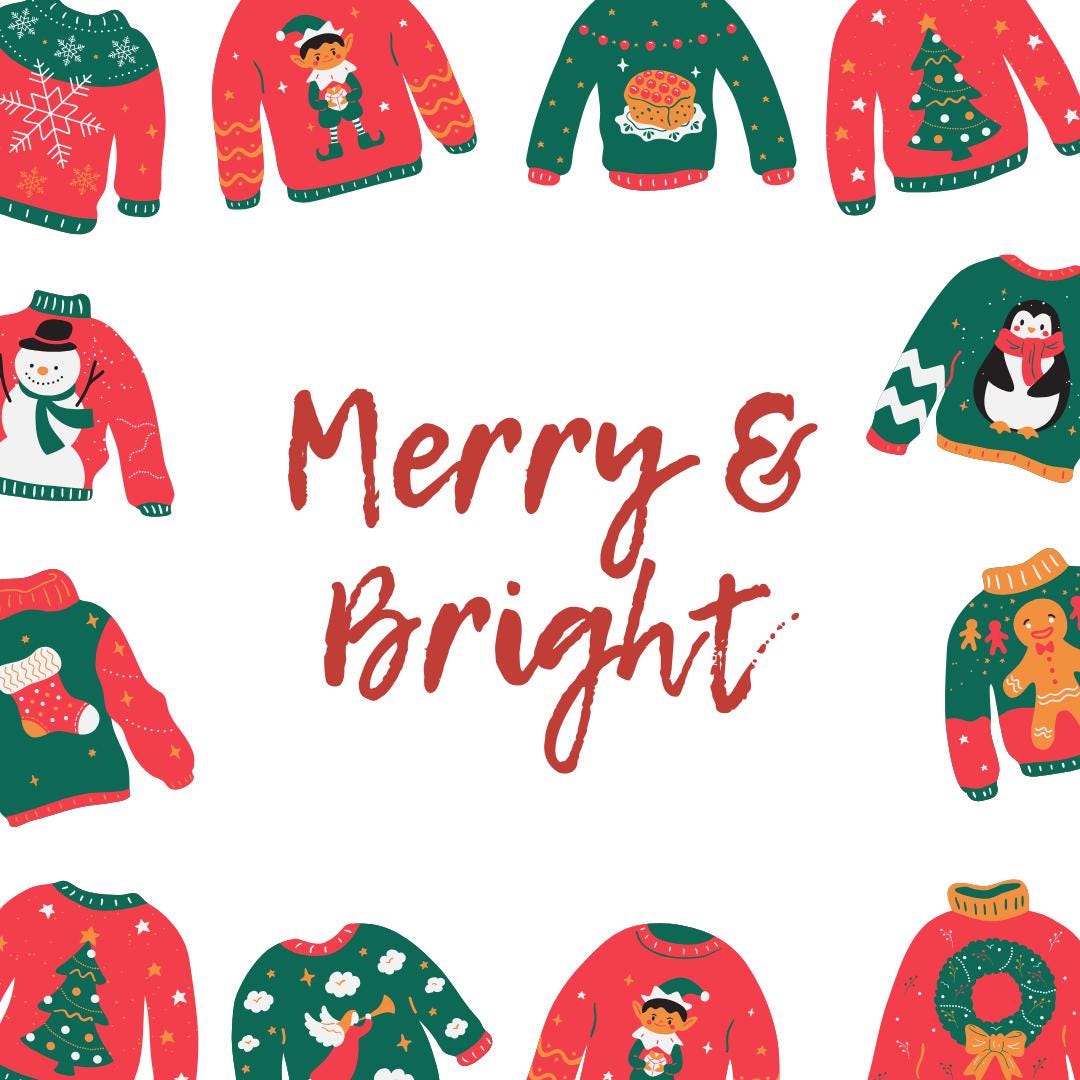 Christmas Ugly Sweater Merry and Bright Christmas Tag