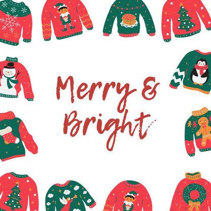 Christmas Ugly Sweater Merry and Bright Christmas Tag