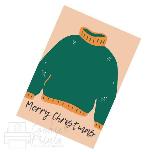 Christmas Ugly Sweater Green Merry Christmas Cookie Card