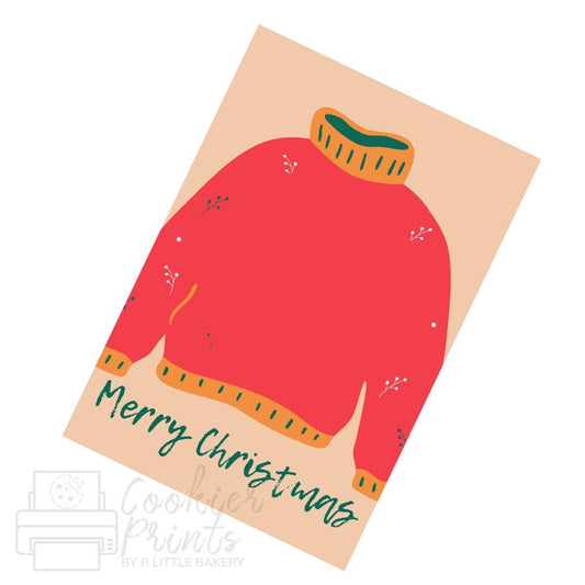 Christmas Ugly Sweater Red Merry Christmas Cookie Card