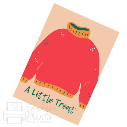 Christmas Ugly Sweater Red A little Treat Cookie Card